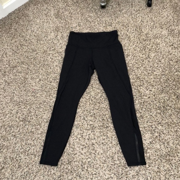 Athleta Lightening Stash Pocket Tights Size XSP XS Petite Black Mesh Reflective - Picture 2 of 11